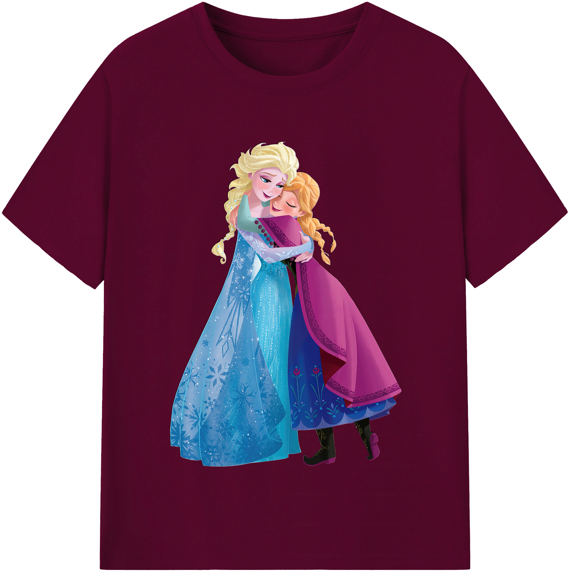 （画像用） アナと雪の女王 アンナ エルサ Frozen Anna Elsa レディースカジュアルプリントTシャツ（綿100％）